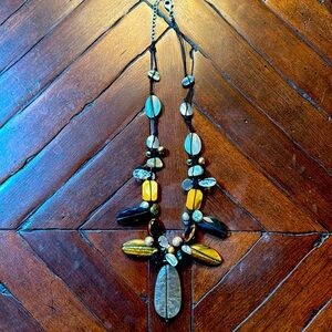 Slipada 925 Sterling Silver Tiger Eye & Pearl Necklace N2009